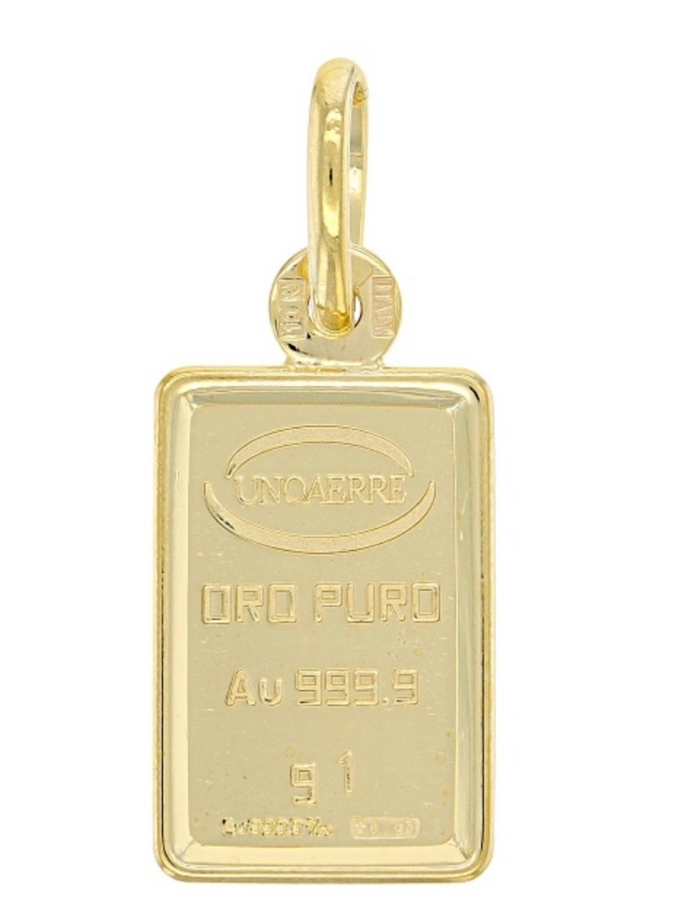 24k Yellow Gold 1g Ingot Pendant With 10k Yellow Gold Frame